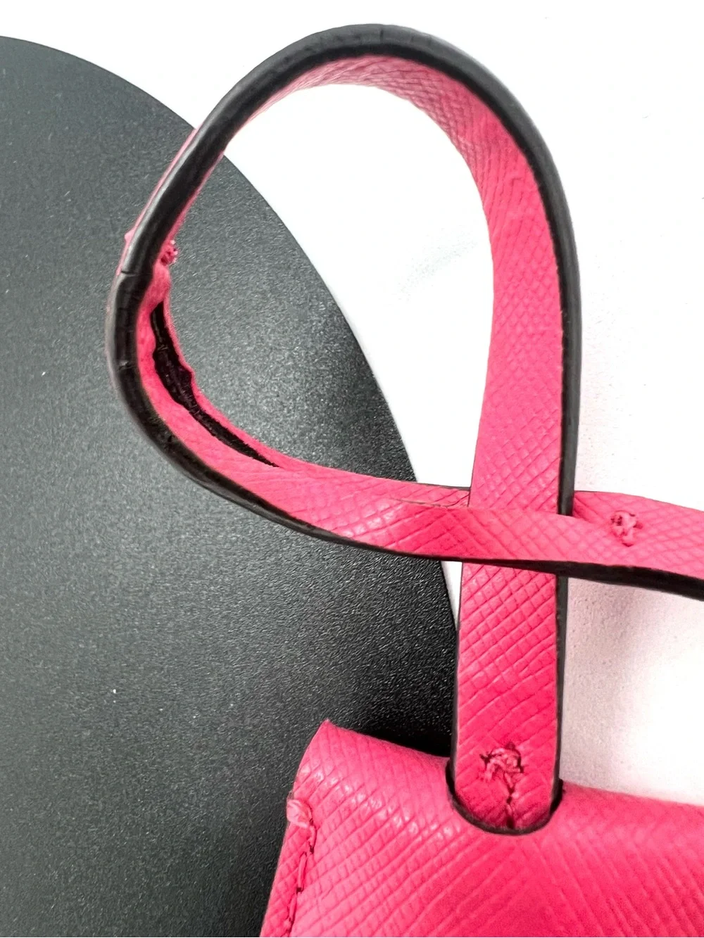 Coach Hot Pink Crossgrain Leather Clochette Key Bell Bag Charm Keyring